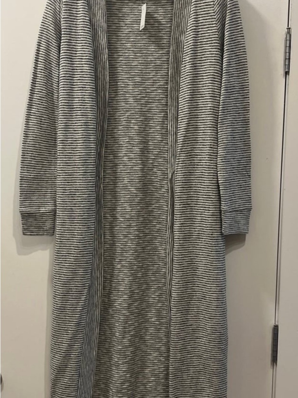 LOFT Striped Open Cardigan - Gray & White